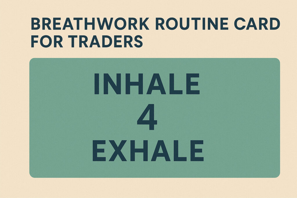 Breathwork routine card for traders showing inhale and exhale counts