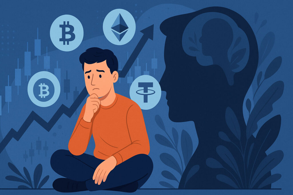 Crypto trading psychology conceptual illustration
